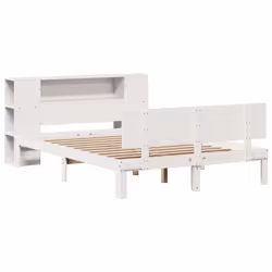 vidaXL Bookcase Bed without Mattress Bed Base White King Size Solid Wood Pine - Additional view 2