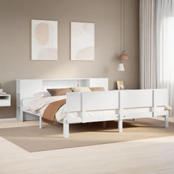 vidaXL Bookcase Bed without Mattress Bed White Super King Solid Wood Pine
