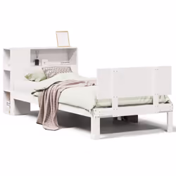 vidaXL Bookcase Bed without Mattress Bed White Small Single Solid Wood Pine