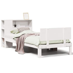 vidaXL Bookcase Bed without Mattress Bed White Small Single Solid Wood Pine
