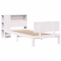 vidaXL Bookcase Bed without Mattress Bed White Small Single Solid Wood Pine
