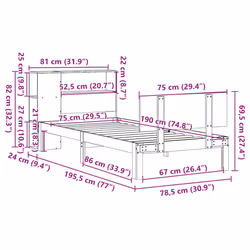 vidaXL Bookcase Bed without Mattress Bed White Small Single Solid Wood Pine