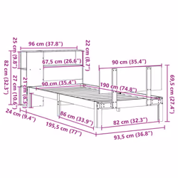 vidaXL Bookcase Bed without Mattress Bed Base 90x190cm Single Solid Wood Pine