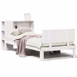 vidaXL Bookcase Bed without Mattress Bed Base White 100x200cm Solid Wood Pine