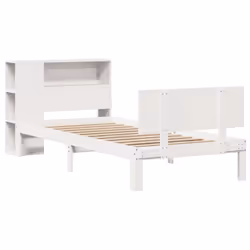 vidaXL Bookcase Bed without Mattress Bed Base White 100x200cm Solid Wood Pine