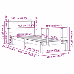 vidaXL Bookcase Bed without Mattress Bed Base White 100x200cm Solid Wood Pine