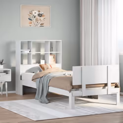 vidaXL Bookcase Bed without Mattress White 90x190cm Single Solid Wood Pine