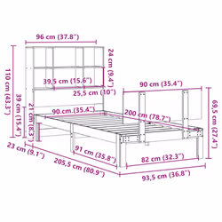 vidaXL Bookcase Bed without Mattress Home Bed Base 90x200cm Solid Wood Pine