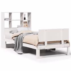 vidaXL Bookcase Bed without Mattress Bed Base White 90x200cm Solid Wood Pine