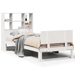 vidaXL Bookcase Bed without Mattress Bed Base White 90x200cm Solid Wood Pine
