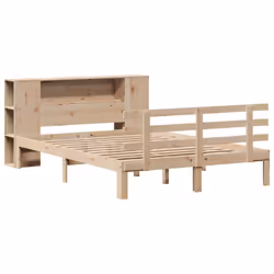 vidaXL Bookcase Bed without Mattress Home Bed Base 140x190cm Solid Wood Pine - Additional view 2