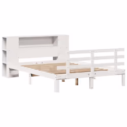 vidaXL Bookcase Bed without Mattress Bed Base White 120x200cm Solid Wood Pine