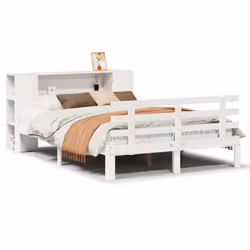 vidaXL Bookcase Bed without Mattress Bed Base White 140x200cm Solid Wood Pine