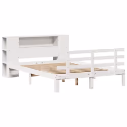 vidaXL Bookcase Bed without Mattress Bed Base White 140x200cm Solid Wood Pine