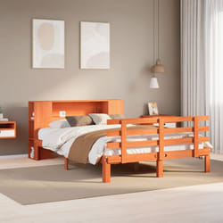 vidaXL Bookcase Bed without Mattress Bed Wax Brown 140x190cm Solid Wood Pine