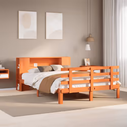 vidaXL Bookcase Bed without Mattress Bed Wax Brown 120x200cm Solid Wood Pine