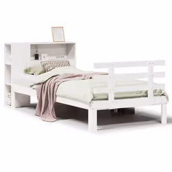 vidaXL Bookcase Bed without Mattress Bed White Small Single Solid Wood Pine