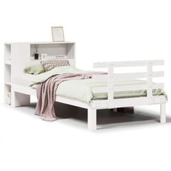 vidaXL Bookcase Bed without Mattress Bed White Small Single Solid Wood Pine
