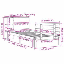 vidaXL Bookcase Bed without Mattress Bed White Small Single Solid Wood Pine - Additional view 10