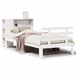 vidaXL Bookcase Bed without Mattress Bed Base White 100x200cm Solid Wood Pine