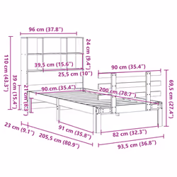 vidaXL Bookcase Bed without Mattress Bed Base White 90x200cm Solid Wood Pine