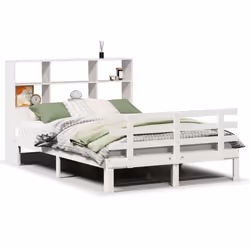 vidaXL Bookcase Bed without Mattress Bed Base White 120x200cm Solid Wood Pine