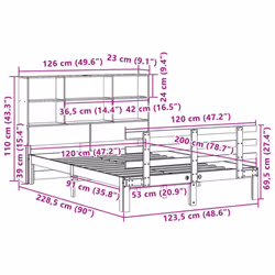 vidaXL Bookcase Bed without Mattress Bed Base White 120x200cm Solid Wood Pine