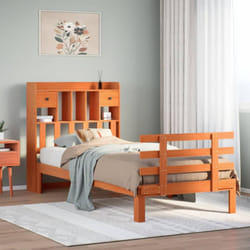 vidaXL Bookcase Bed without Mattress Bed Wax Brown Single Solid Wood Pine