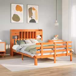 vidaXL Bookcase Bed without Mattress Wax Brown 140x190 cm Solid Wood Pine