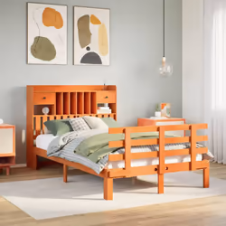 vidaXL Bookcase Bed without Mattress Bed Wax Brown 120x200cm Solid Wood Pine