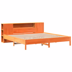 vidaXL Bookcase Bed without Mattress Wax Solid Wood Pine - wax brown, 200 x 200cm