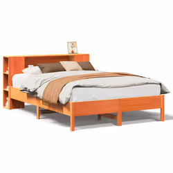 vidaXL Bookcase Bed without Mattress Wax Solid Wood Pine - wax brown, 160 x 200cm