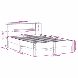 vidaXL Bookcase Bed without Mattress Wax Solid Wood Pine - wax brown, 160 x 200cm