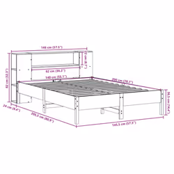vidaXL Bookcase Bed without Mattress Wax Solid Wood Pine - white, 140 x 200cm - Additional view 10