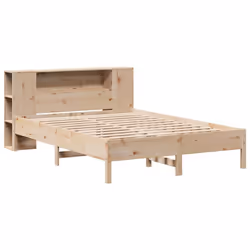 vidaXL Bookcase Bed without Mattress Wax Solid Wood Pine - natural, 120 x 200cm