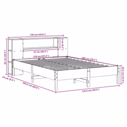 vidaXL Bookcase Bed without Mattress Wax Solid Wood Pine - natural, 120 x 200cm