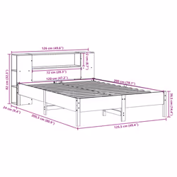 vidaXL Bookcase Bed without Mattress Wax Solid Wood Pine - white, 120 x 200cm