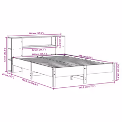 vidaXL Bookcase Bed without Mattress Wax Solid Wood Pine - white, 140 x 190cm - Additional view 9