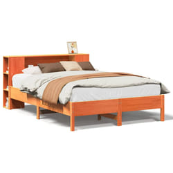vidaXL Bookcase Bed without Mattress Wax Solid Wood Pine - wax brown, 140 x 190cm