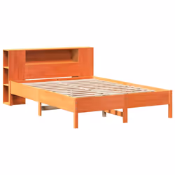 vidaXL Bookcase Bed without Mattress Wax Solid Wood Pine - wax brown, 140 x 190cm