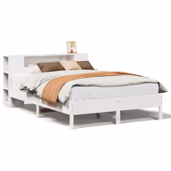 vidaXL Bookcase Bed without Mattress Wax Solid Wood Pine - white, 120 x 190cm