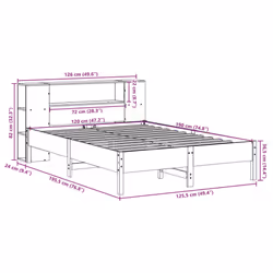 vidaXL Bookcase Bed without Mattress Wax Solid Wood Pine - white, 120 x 190cm