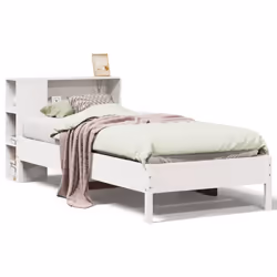 vidaXL Bookcase Bed without Mattress Bed Base White 100x200cm Solid Wood Pine