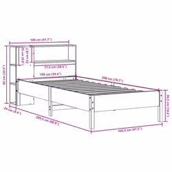 vidaXL Bookcase Bed without Mattress Bed Base White 100x200cm Solid Wood Pine