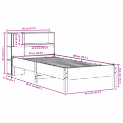 vidaXL Bookcase Bed without Mattress Home Bed Base 90x200cm Solid Wood Pine - Additional view 3