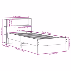 vidaXL Bookcase Bed without Mattress Bed White Small Single Solid Wood Pine - Additional view 10