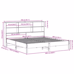 vidaXL Bookcase Bed without Mattress Bed Wax Brown 200x200cm Solid Wood Pine - Additional view 10