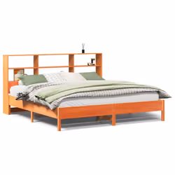 vidaXL Bookcase Bed without Mattress Wax Brown Super King Solid Wood Pine