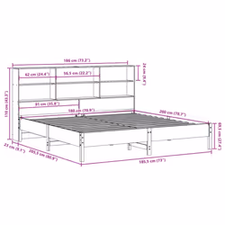 vidaXL Bookcase Bed without Mattress Wax Brown Super King Solid Wood Pine