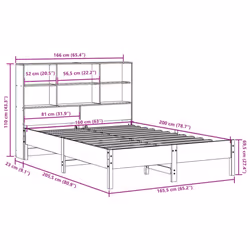 vidaXL Bookcase Bed without Mattress Bed Wax Brown 160x200cm Solid Wood Pine